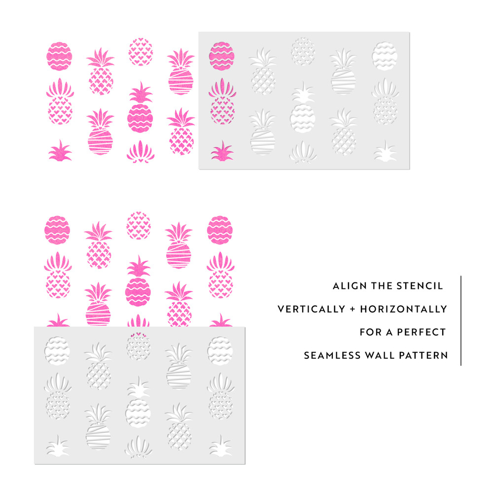Styled Pineapple Pattern Wall Stencil - Durable & Reusable Mylar Stencils