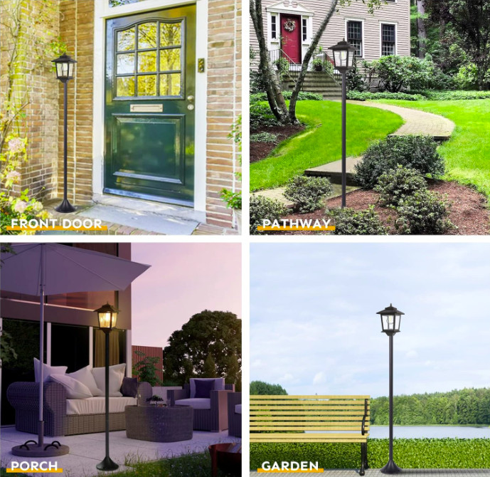 63Solar Lamp Post Lights 2Pack Outdoor Post Lights Waterproof Pole Lights Ou