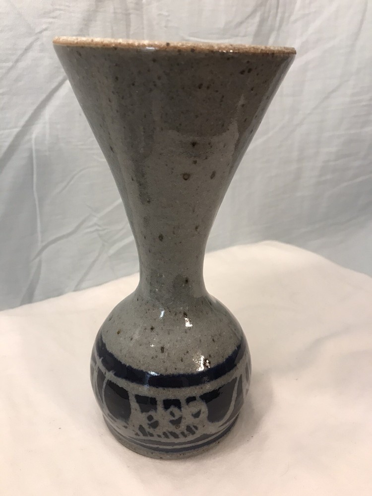 Mid century studio art stoneware pottery goblet 