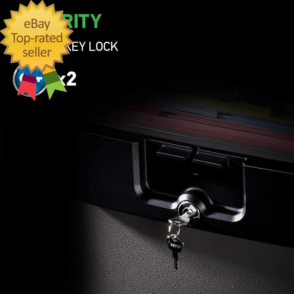 Black Fireproof and Waterproof Safe File Folder and Document Box with Key Lock