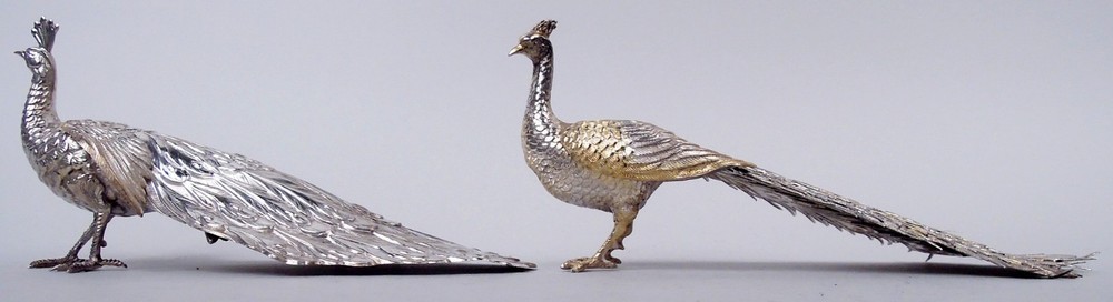 Modern Peacocks Birds Ornaments Spanish Silver