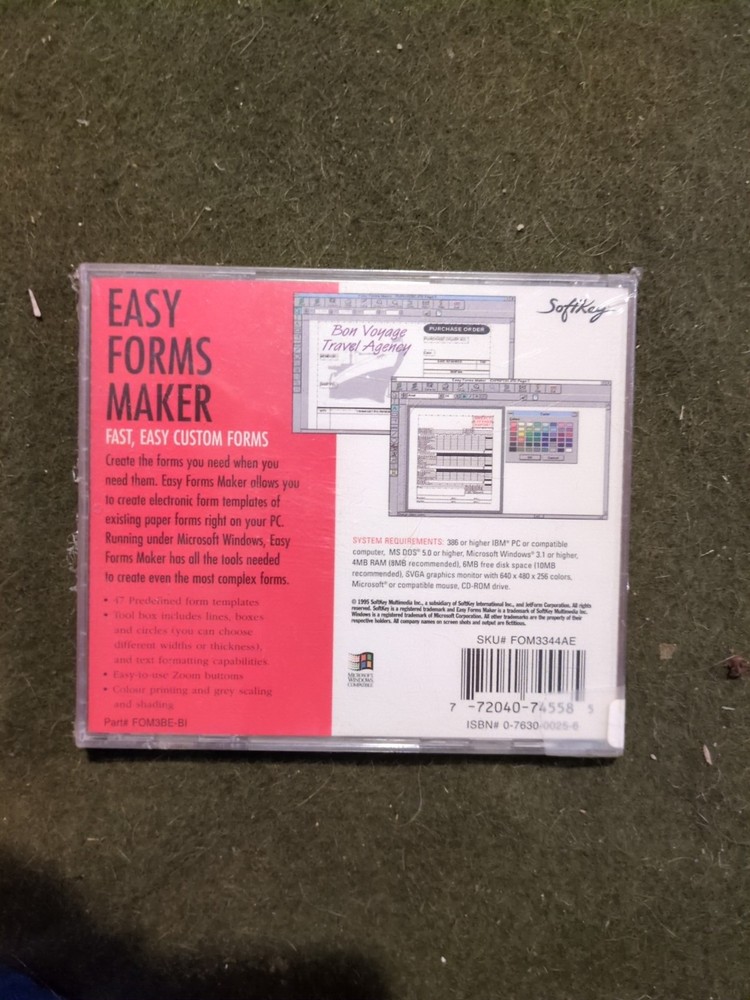 SoftKey Easy Forms Maker CD-Rom-PC Fast Easy Cutom Forms-new/sealed Software