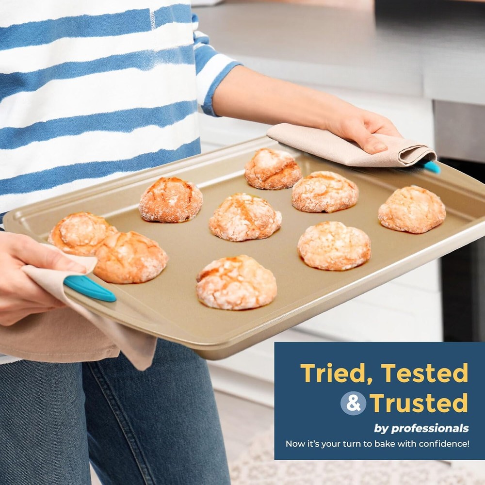 Baking Pan 10 Piece Nonstick Oven Bakeware Kitchen Set with Silicone Handles