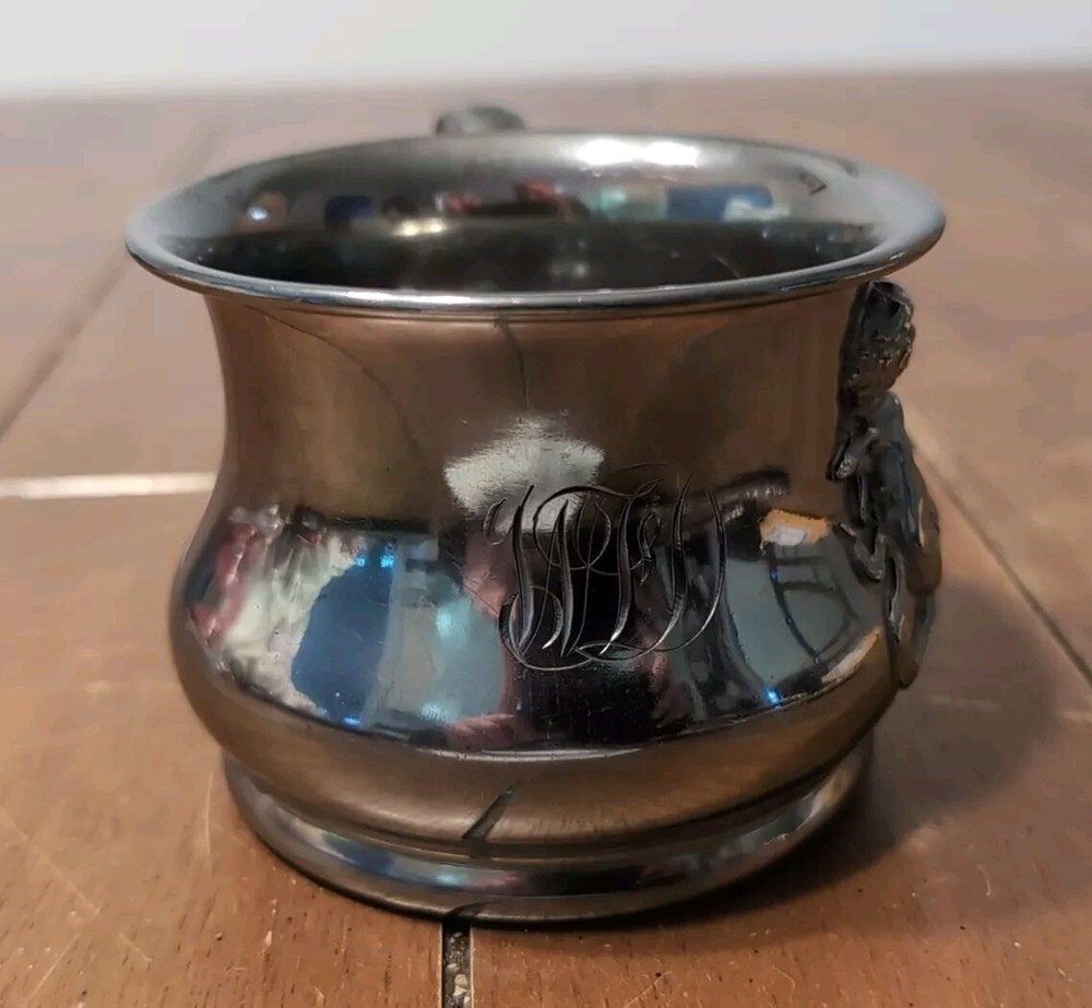 Antique Victor Silverplate Mug with Cherub