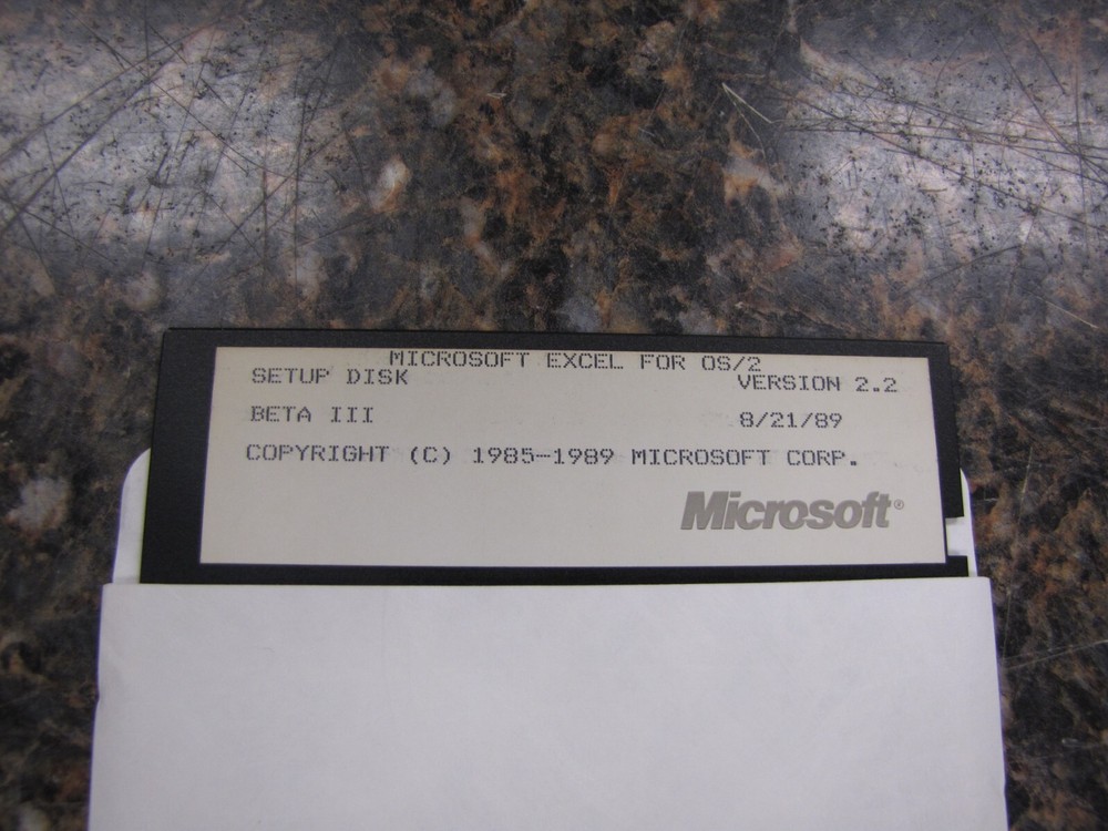 Vintage 1989 Microsoft Excel for OS/2 Program 5.25” Floppy Disk Ver 2.2 Beta III