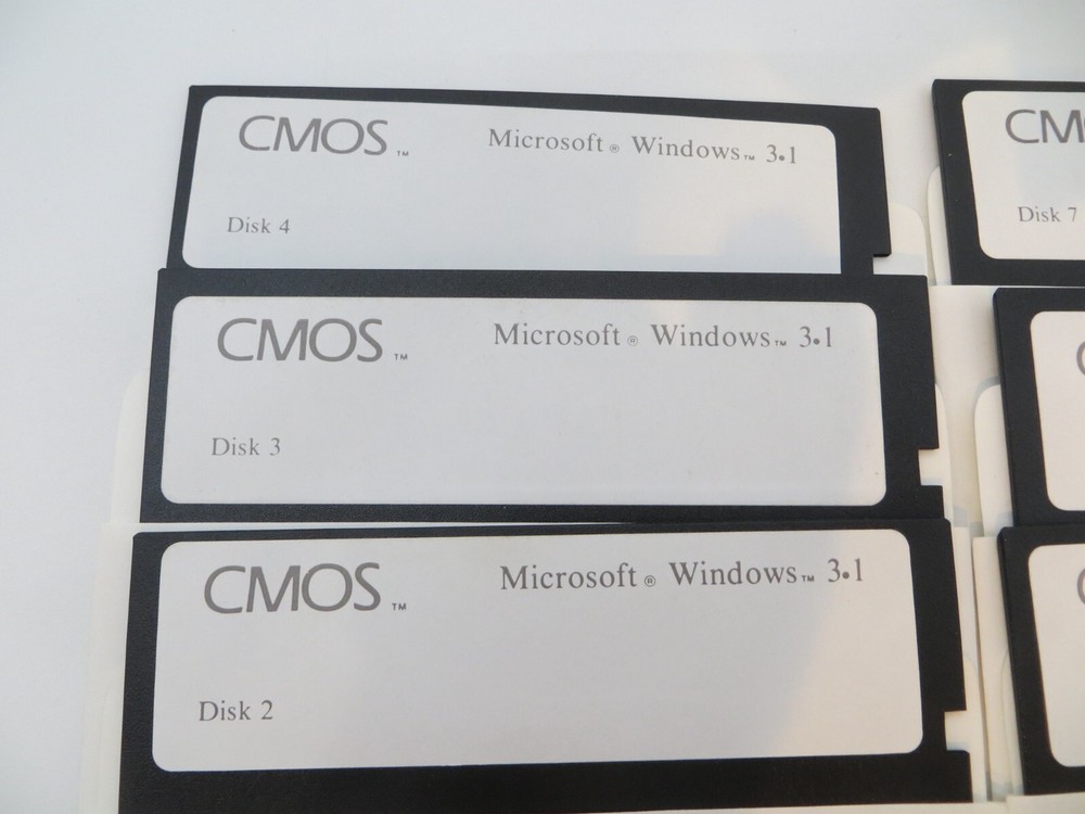 5.25" Floppy Disk MICROSOFT WINDOWS 3.1 vintage computer CMOS 7 discs
