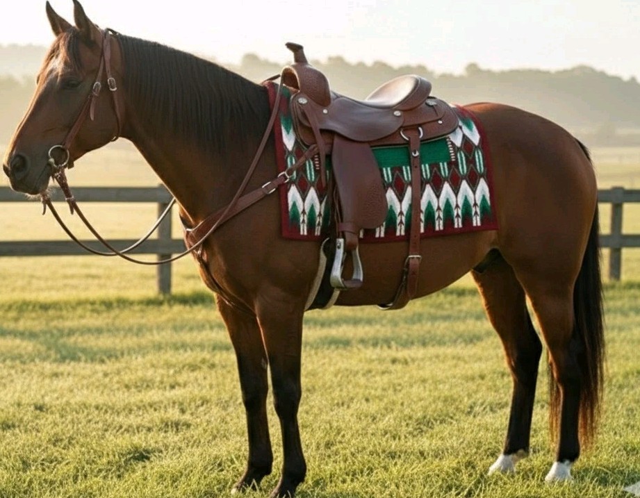 ranch saddle pad Green White Red 34×38 & Other Sizes