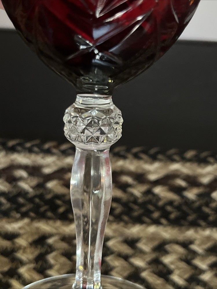 CRISTAL D'ARQUES-DURAND Antique Ruby Water Wine Goblet 8 in.