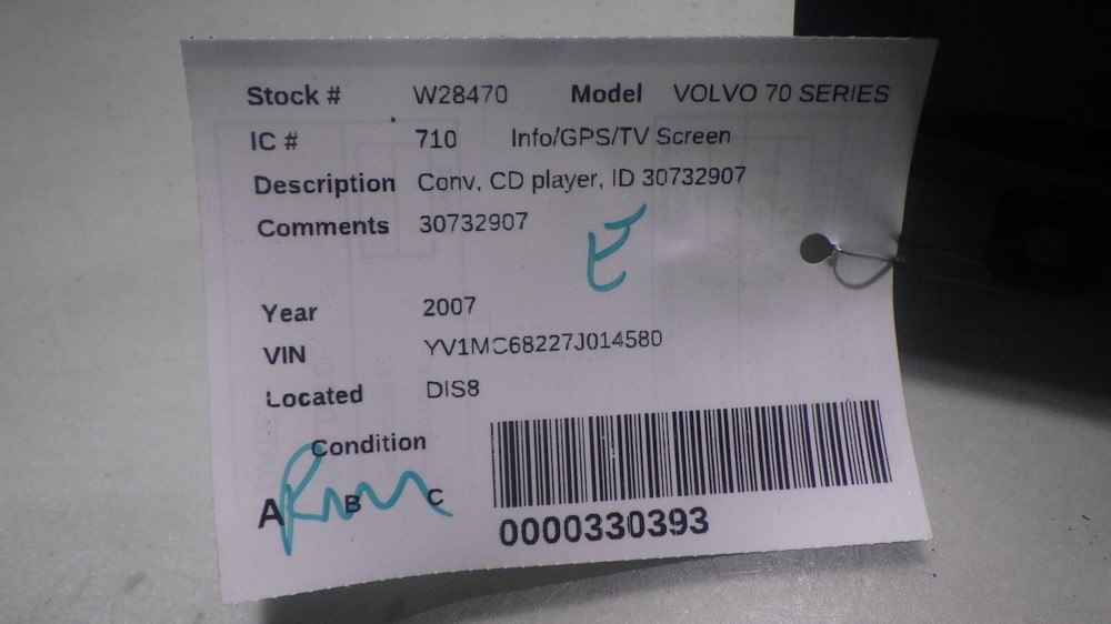 07 VOLVO 70 SERIES Info Screen 30732907