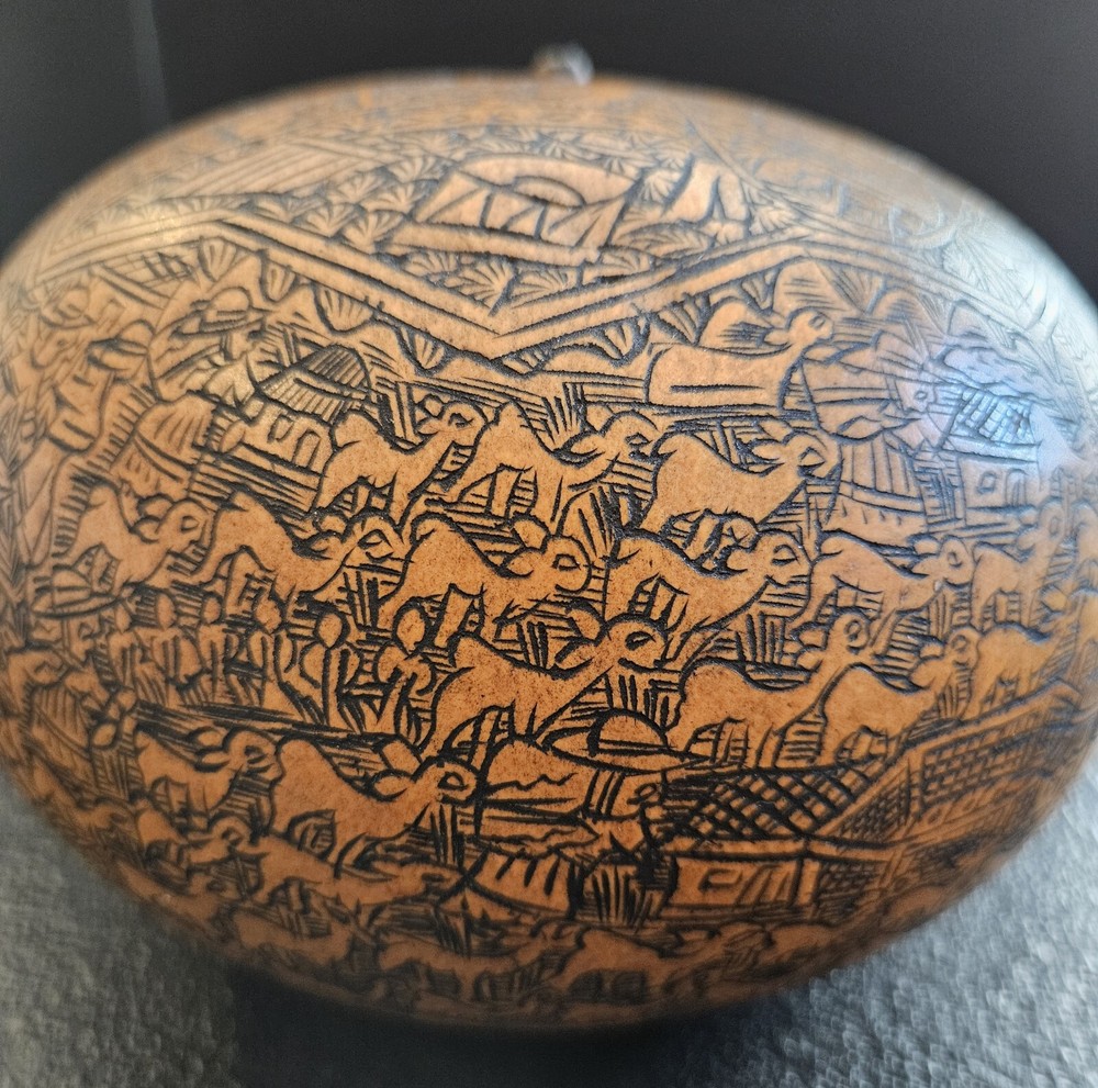 Hand Carved Amazon Storytelling Gourd