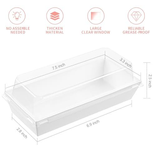 Charcuterie Boxes with Clear Lids, 50 Pack White Bakery Boxes, Cookie Boxes, ...