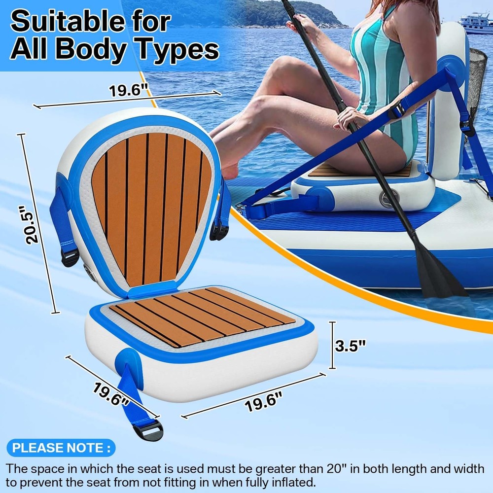 ZAFIED Inflatable Kayak Seat with Back Support, Universal Sturdy Paddle...