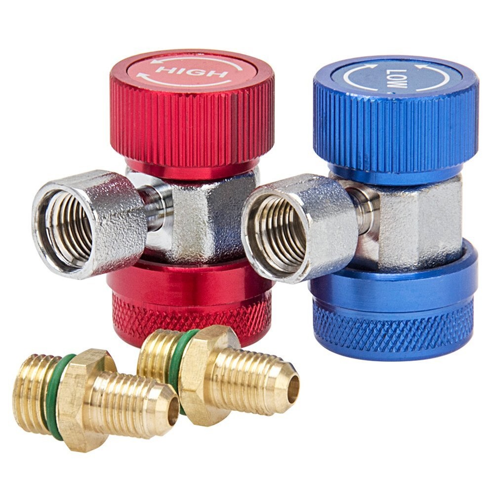 Pair A/C Quick Coupler Connector Adapters High & Low Manifold AC Gauge Auto Set