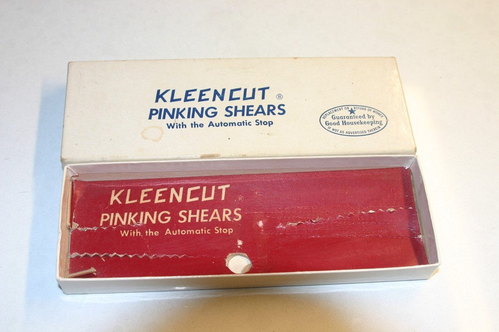Vintage Kleencut Pinking Shears Fabric Scissors with Automatic Stop Original Box