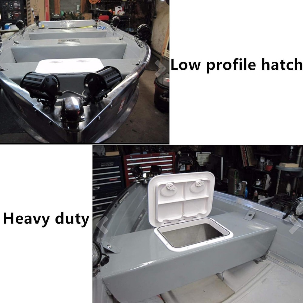 White Marine Deck Access Hatch 17.3“×12.4" Boat Hatch & Lid Rectangle Deck Hatch