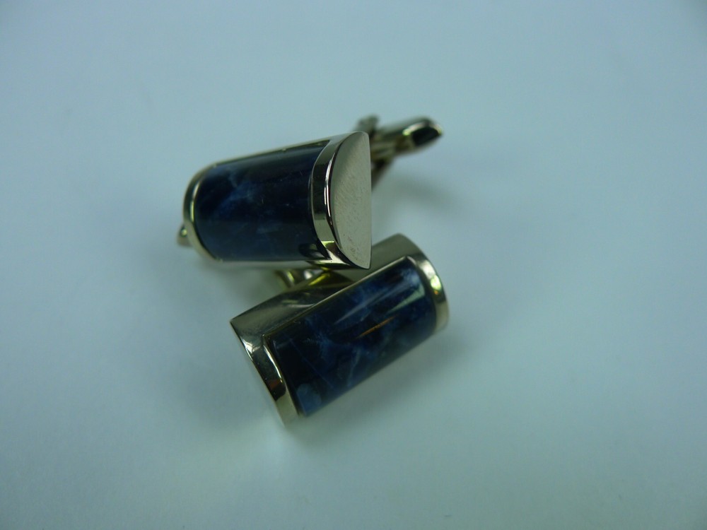 Men's Cufflinks Rectangular, Stainless Steel & Blue Sodalite
