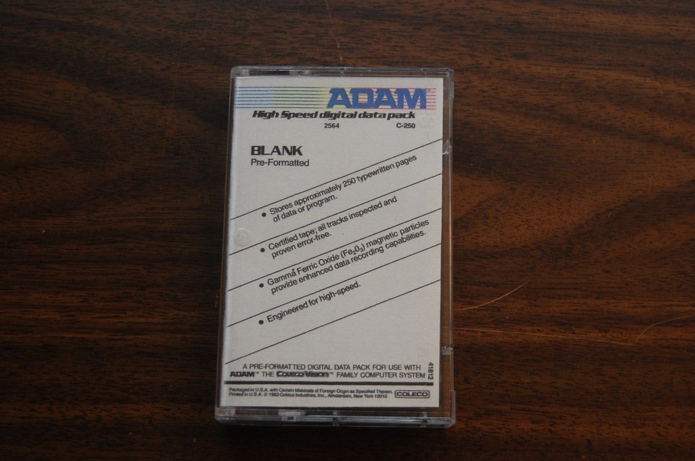 Coleco ADAM Hi Speed Digital Data Pack Sony Tape.
