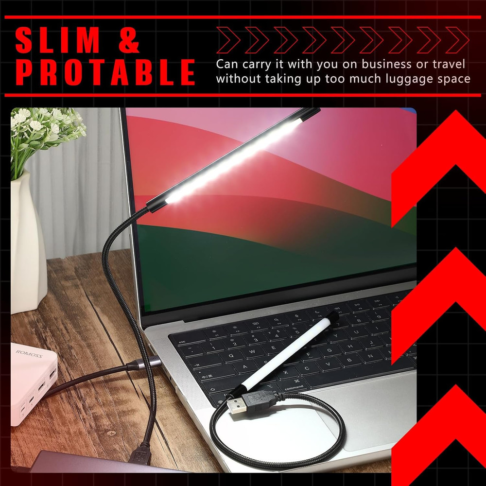 2 Pieces USB LED Light for Laptop Keyboard Gooseneck Light Computer Lamp Flex...