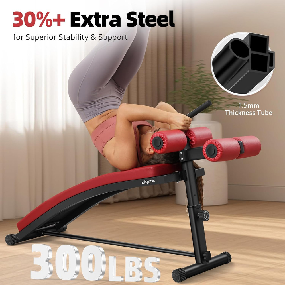 Adjustable Sit-Up Bench with Crunch Handle for Home Gym Workouts