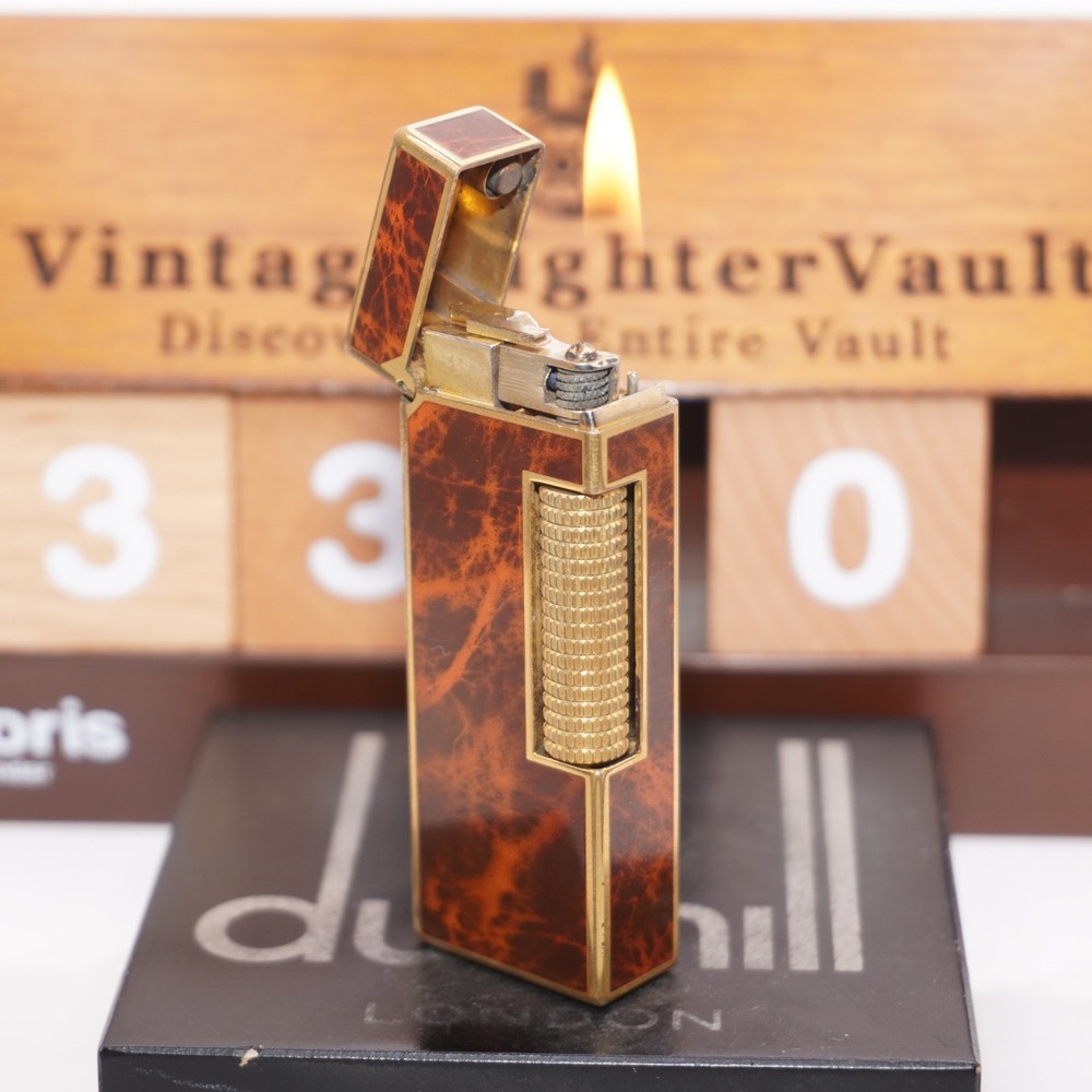 Dunhill Rollagas Lighter Lacquer Red Brown Shell _Ultrasonically Cleaned_Working