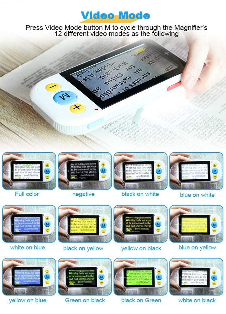 4.3 Inch Handheld Electronic Magnifying Glass Visual Aid Low Vision HD Magnifier