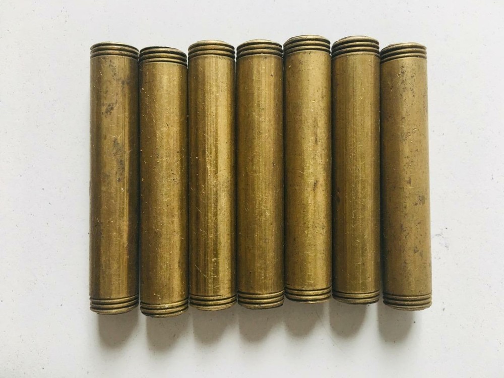 LOT of 7 Solid Brass Pipe 2" L  threaded 1/8 IP both ends