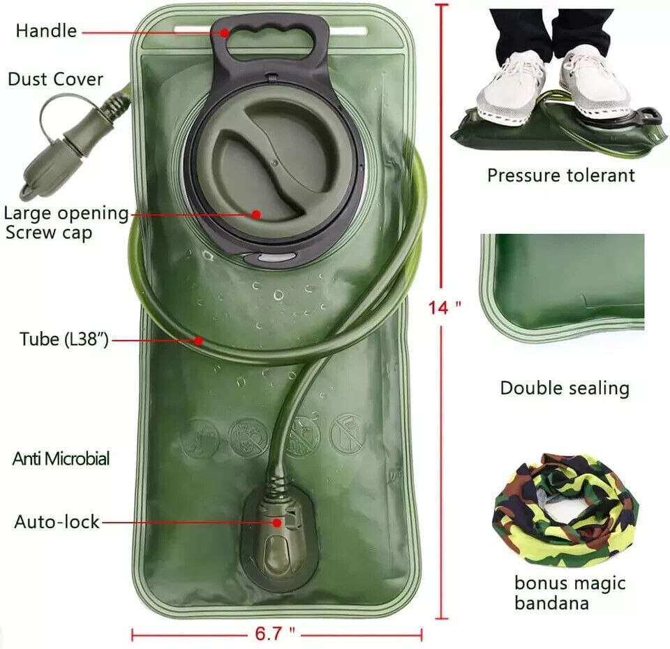 Running Hiking Hydration Bladder 2 L Water Pack Reservoir Camel Back Replacement