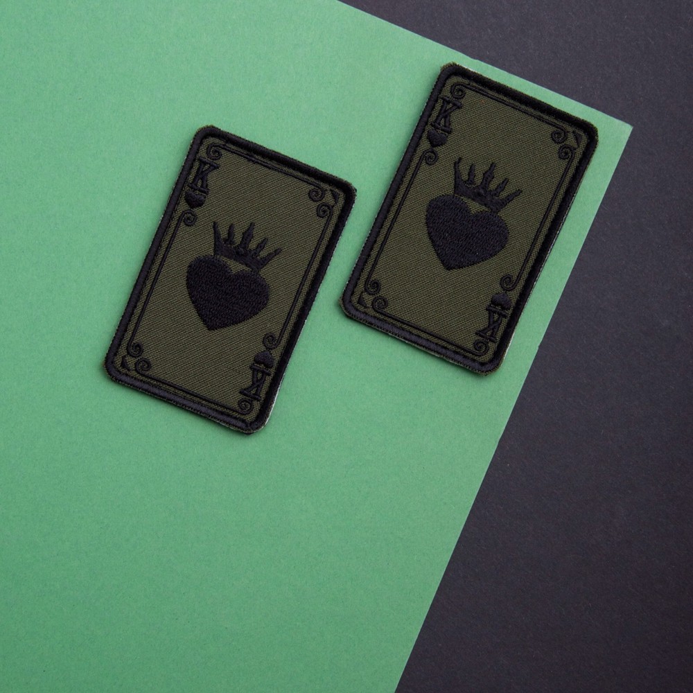 2Pcs King Card Heart Patch Hook and Loop Embroidered Tactical Patches