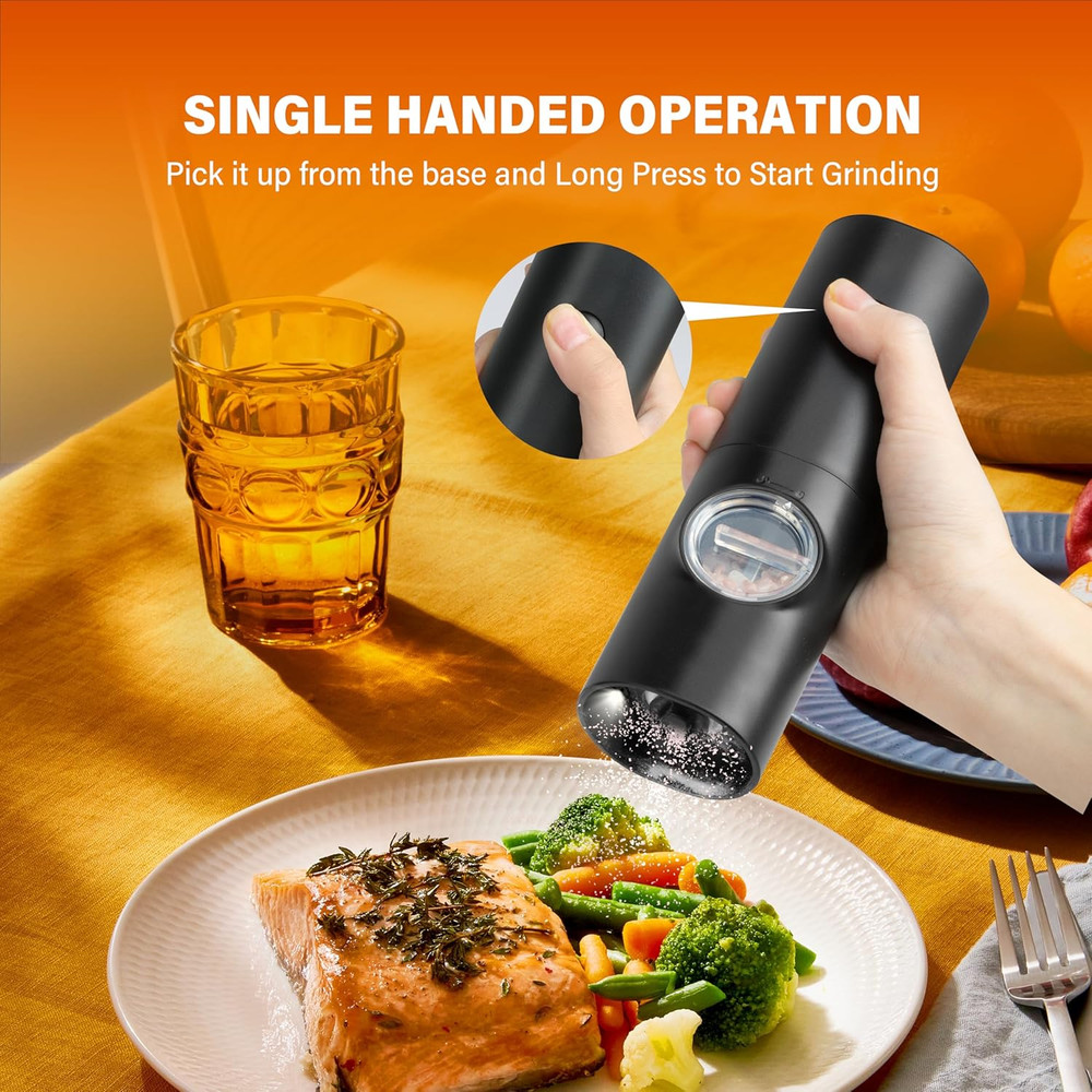 Battery-Powered Electric Salt & Pepper Grinders Set Adjustable Coarseness