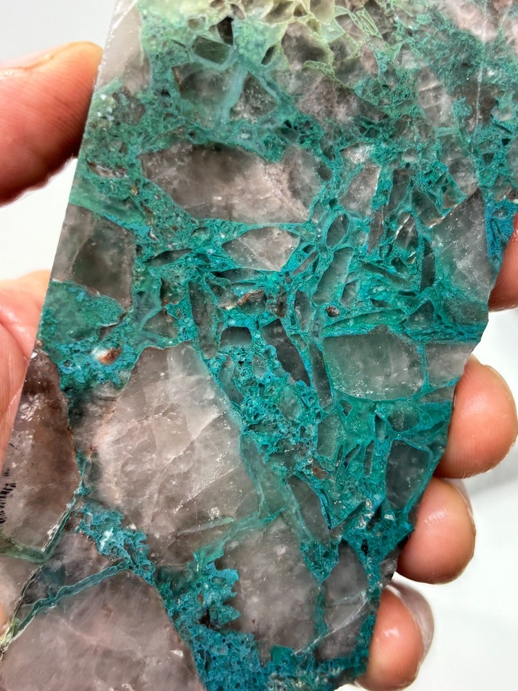 Spiderweb Chrysocolla in Quartz Slab Cabbing Lapidary Combo Ship Avail