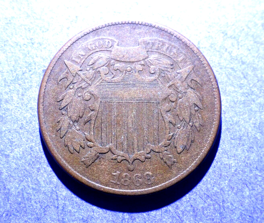 1868 Two Cent piece Fine  PRICE DROP