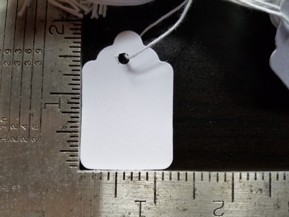 100 Blank White Merchandise Price Tags with Strings Size #6 Retail Strung Label