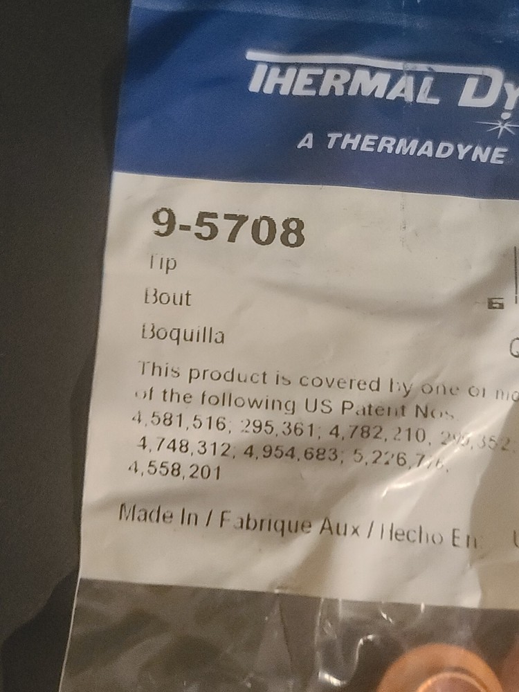 (PACK OF 10) Thermal Dynamics 9-5708 Plasma Cut .059 Tip Orifice 105A for PCH 75