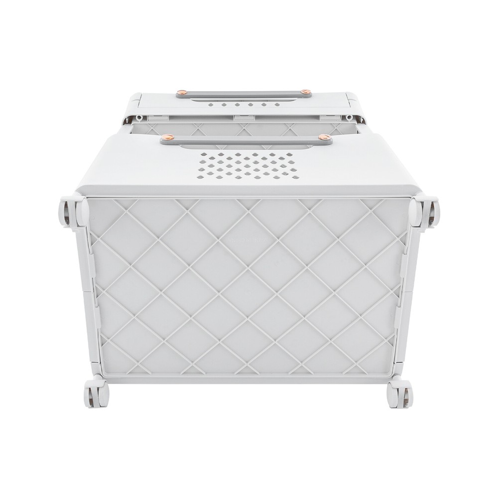 2-tier Movable Laundry Basket Laundry Hamper w/ Wheels Laundry Stackable Basket