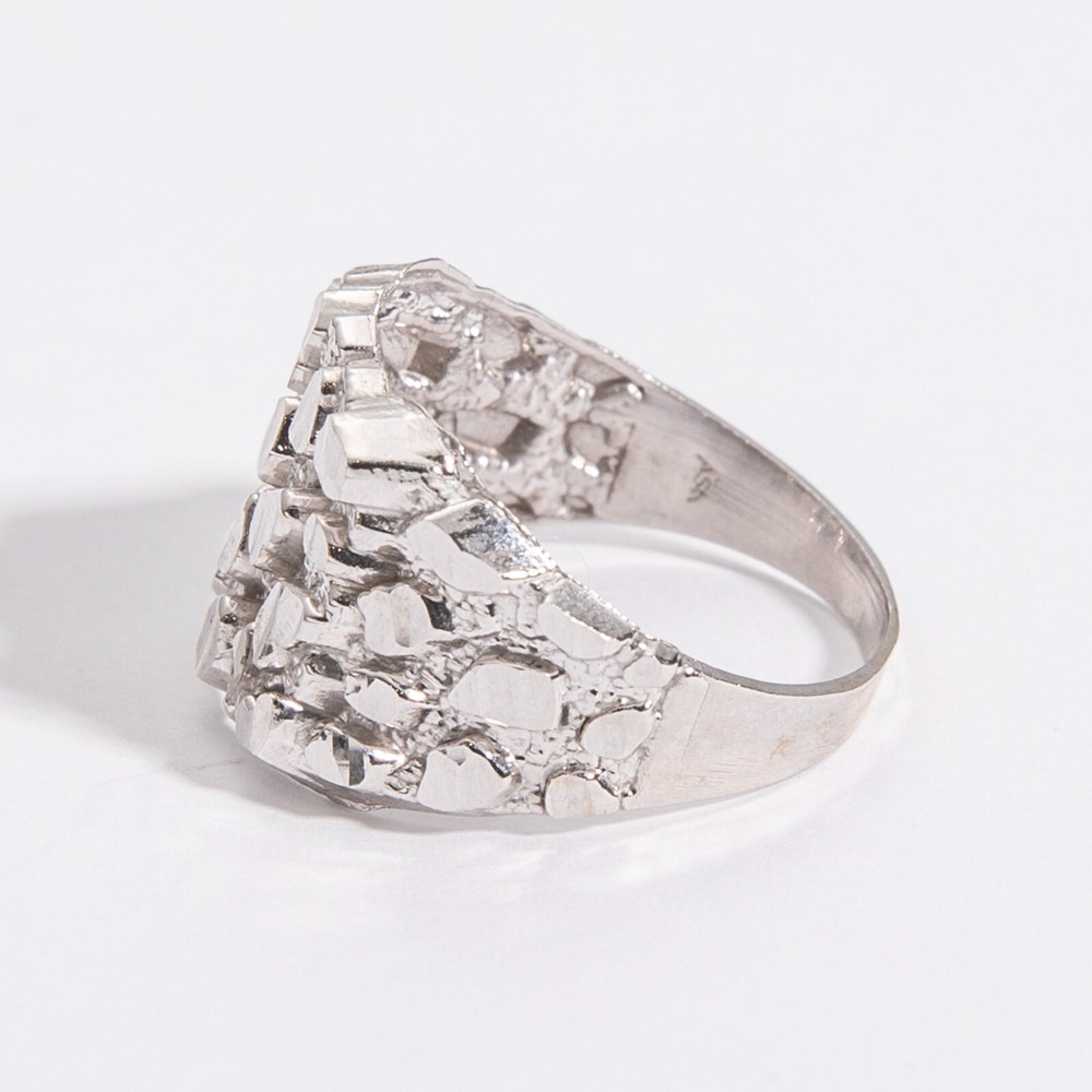 SOLID 10K Gold Large Square Nugget Ring Yellow White Rose Gold