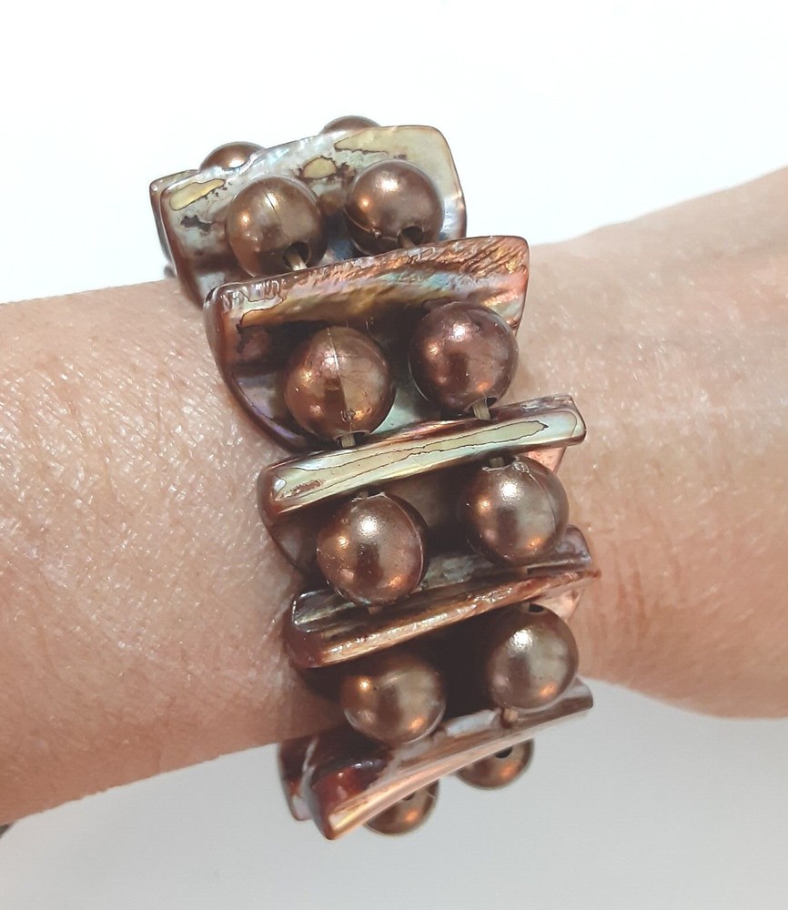 Vintage MOP Shell Stretch Bracelet Reversible