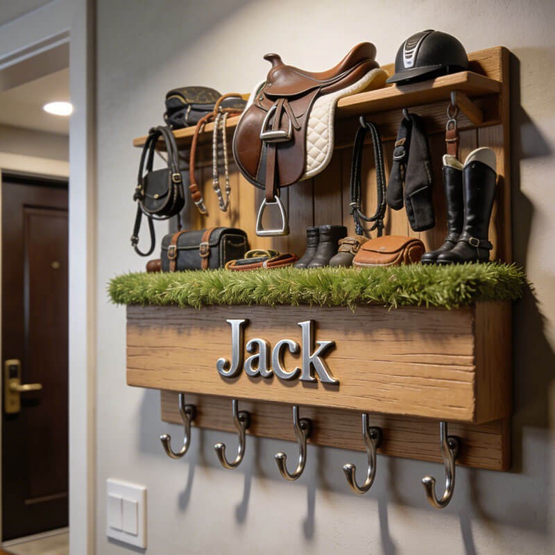 Custom equestrian gear themed wall hooks key holder