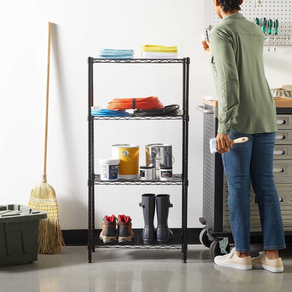 Amazon Basics 4-Shelf Steel Wire Storage Rack, Adjustable, Sturdy, Easy Assembly