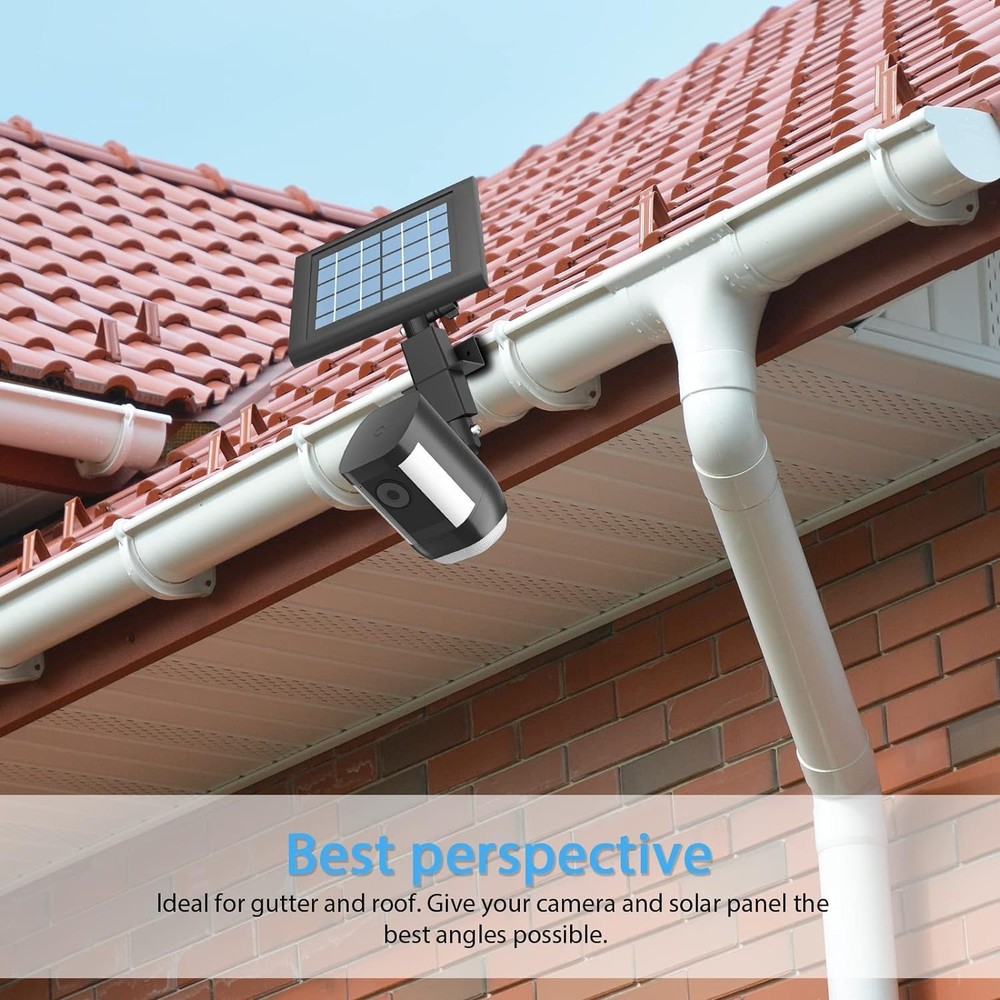 Universal 2-in-1 Gutter Mount for Ring Solar Panels and Cameras - Durable Black