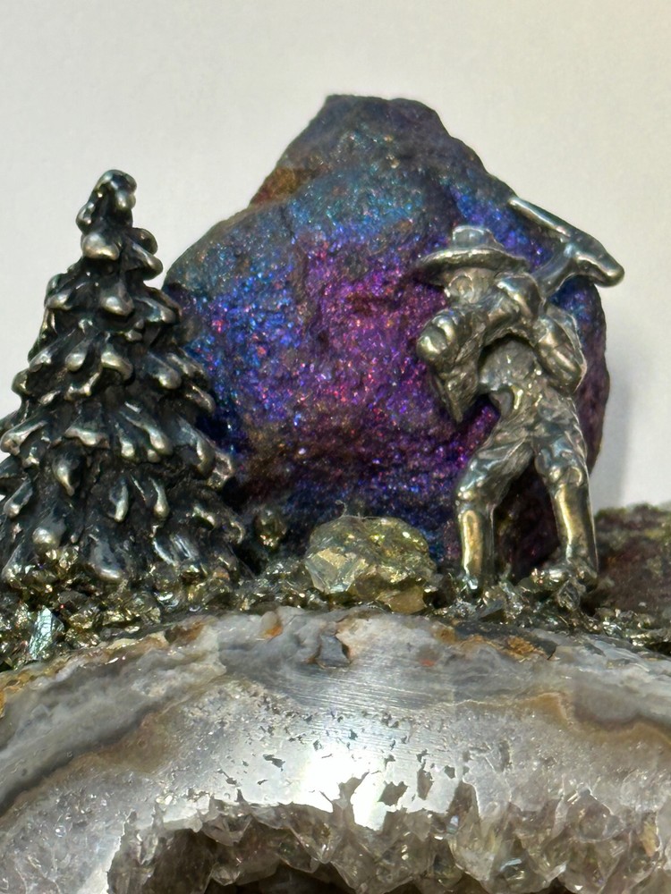Geode Sculpture ALASKA Gold Mining scene