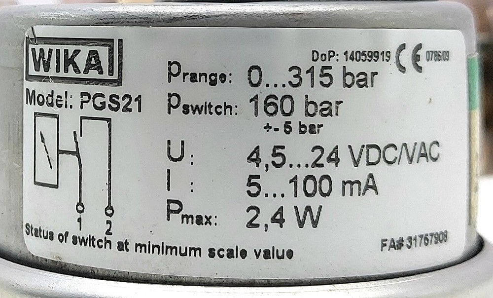 Wika PGS21 Electrocontact Manometer