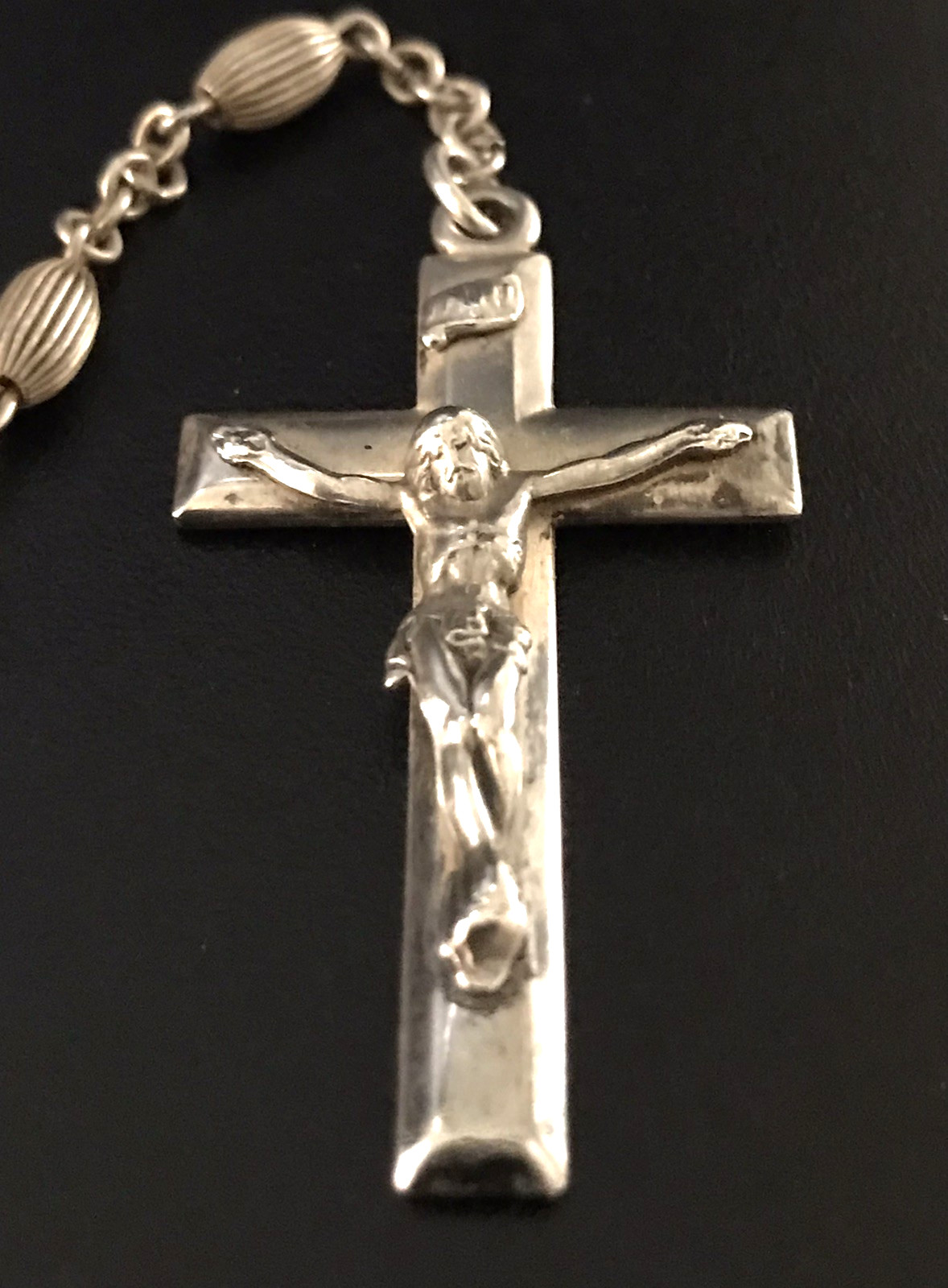 ANTIQUE ALL SOLID STERLING SILVER ROSARY by GOLDI KAPLAN - 23gm 20.5" - SWEDEN