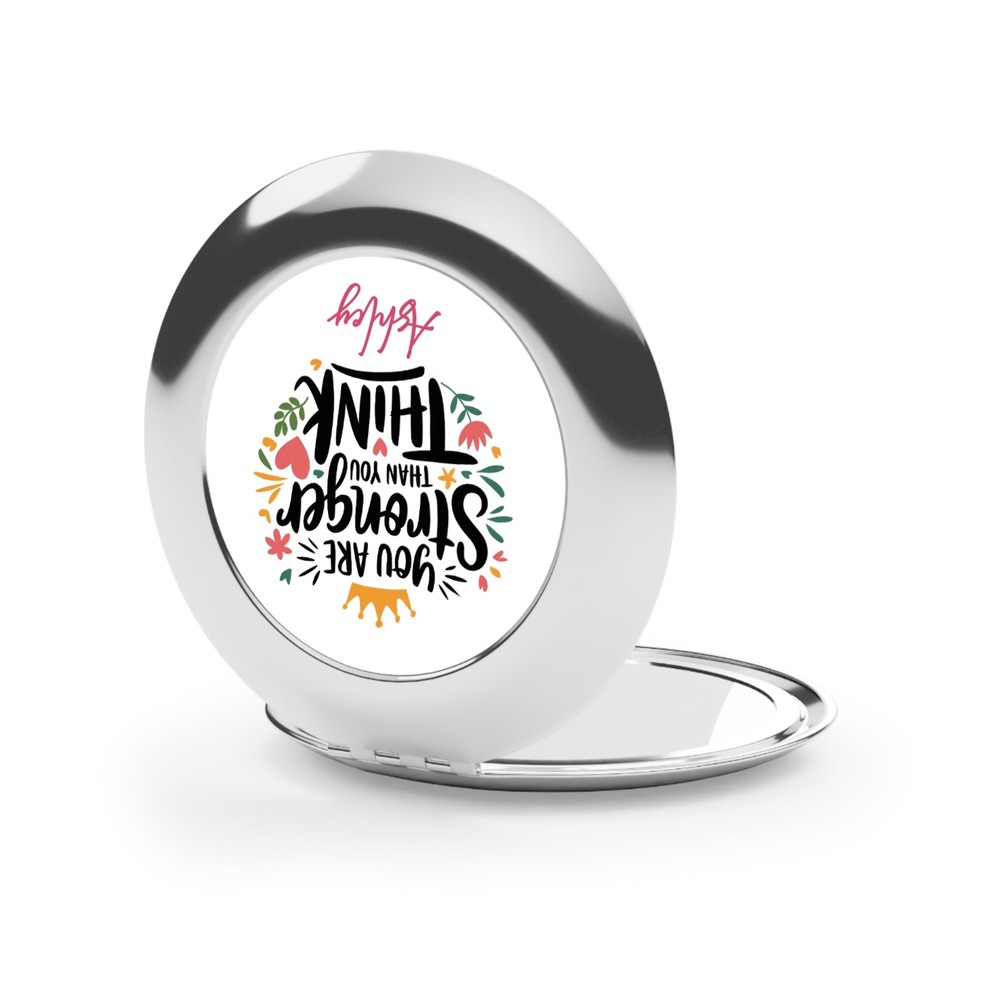 Personalized Inspirational Compact Mirror Custom Name You Are Stronger Gift
