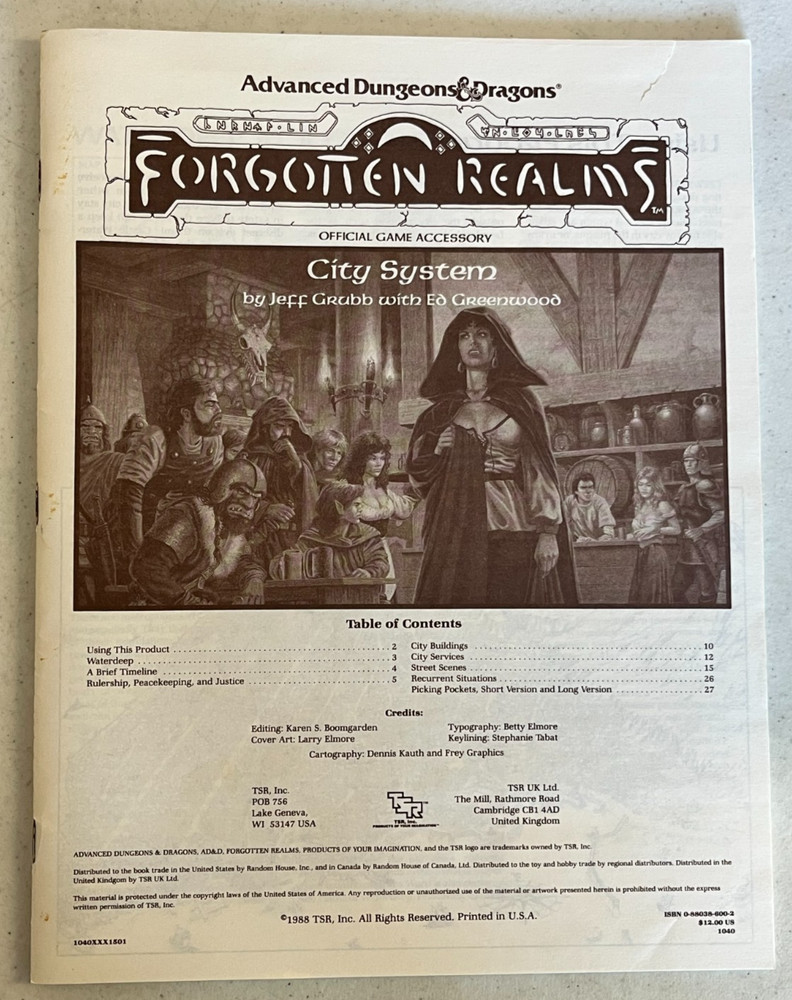 Forgotten Realms City System (1988) - AD&D 2E