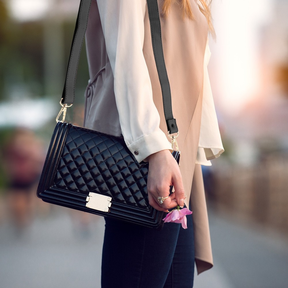 51 Inch Adjustable Leather Purse Strap with Silver Hardware, Light Blue