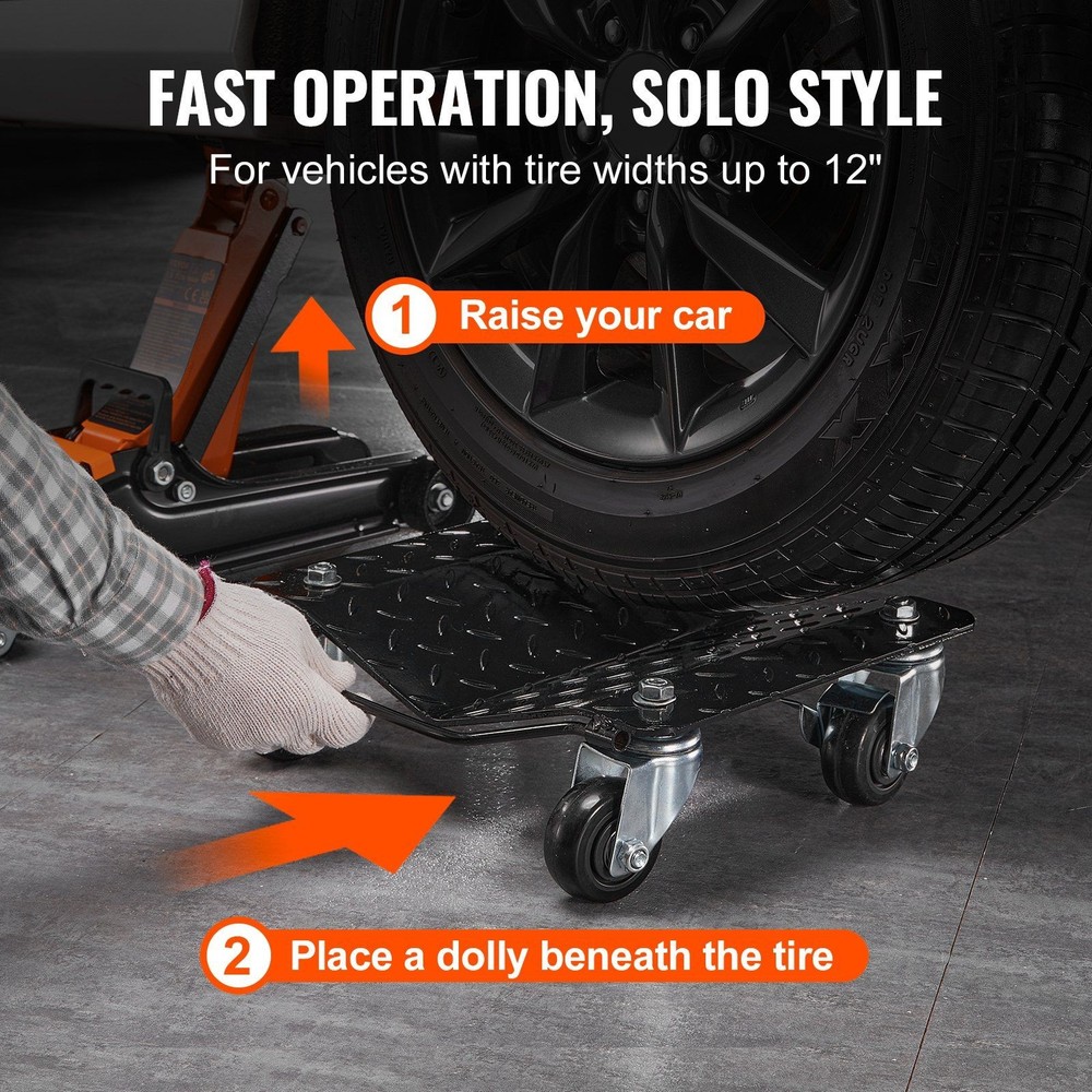 Stable Performance Wheel Dolly 3000lb Set 2 with Integrated Handle