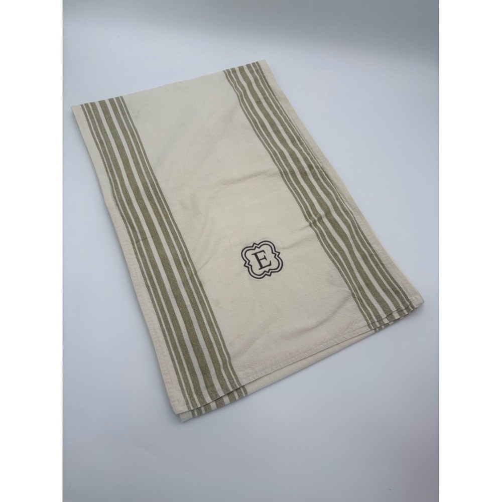 Pottery Barn 108 Table Runner Stripe Cotton Monogram E Farmhouse