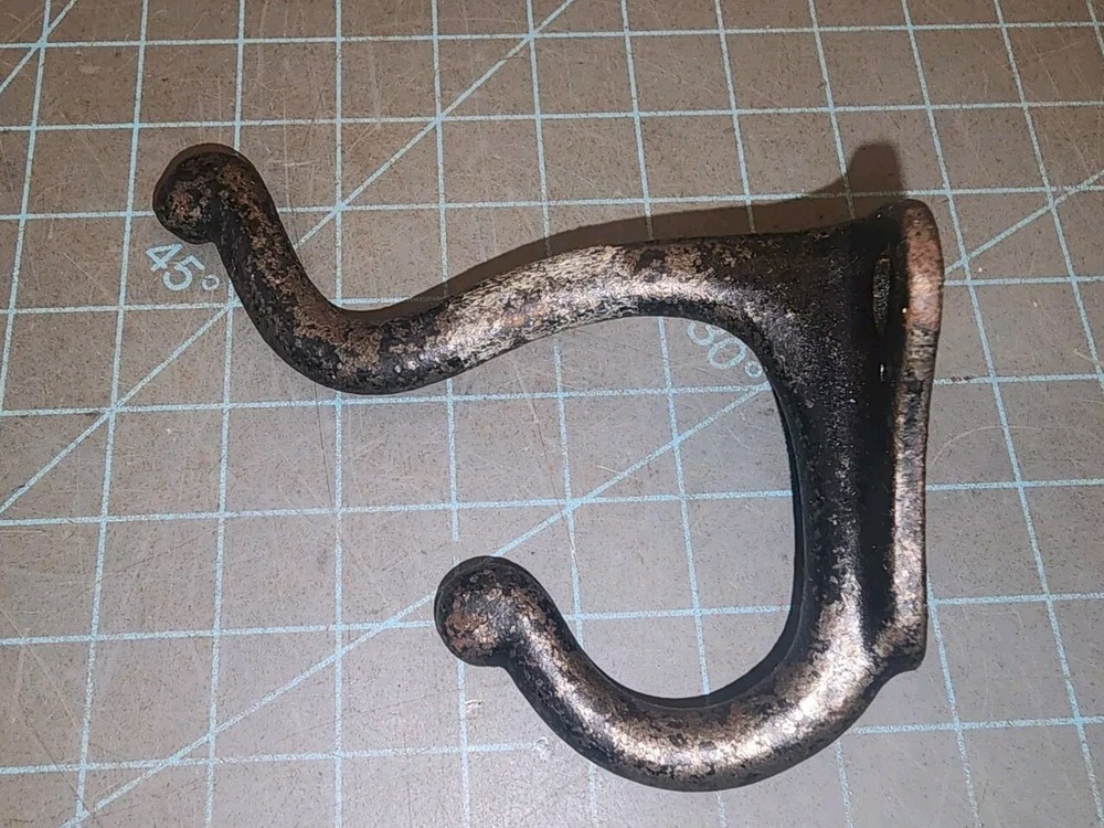 Antique Cast Iron Scroll Tip Double Coat Hat Hook - gwBR