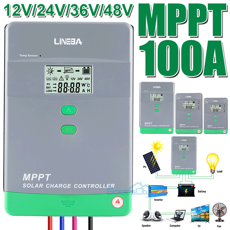 100A MPPT Solar Panel Regulator Charge Controller 12V/24V/36V/48V MAX 5200W LCD
