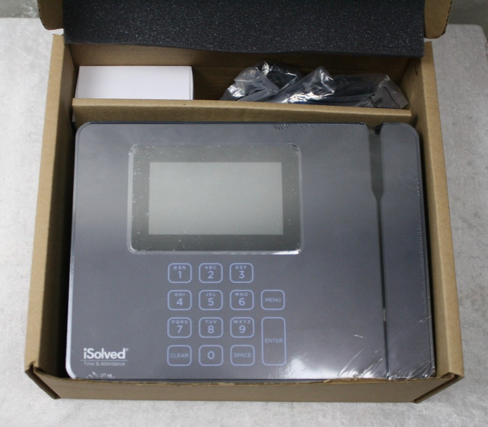 ISolved Time Clock with Biometric Reader Employee Attendance Machine New Open Bx